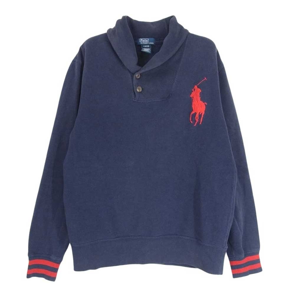 POLO RALPH LAUREN ポロ・ラルフローレン スウェット ショールカラー スウェット トレーナー ネイビー系 L【中古】