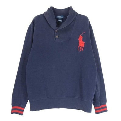 POLO RALPH LAUREN ポロ・ラルフローレン スウェット ショールカラー スウェット トレーナー ネイビー系 L【中古】