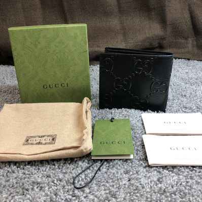 GUCCI GG Embossed Coin Wallet "Black"