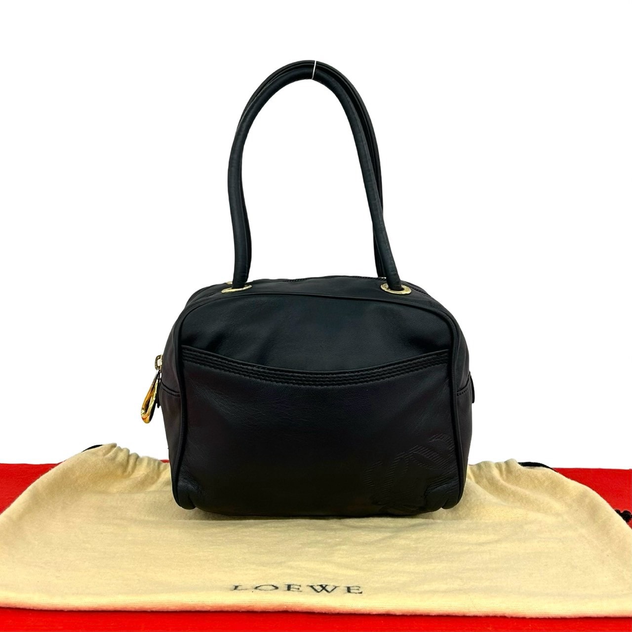 LOEWE ロエベ アナグラム ロゴ レザー ハンドバッグ ブラック
 28170