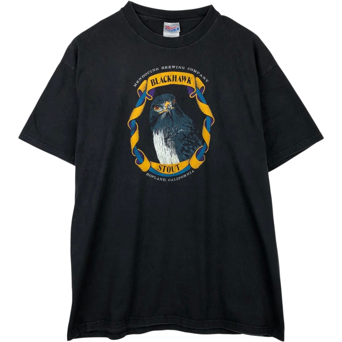 古着 90年代 ヘインズ Hanes BEEFY-T BLACKHAWK STOUT ブラックホークスタウト アドバタイジングTシャツ USA製 メンズXL相当 ヴィンテージ/eaa648491