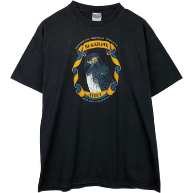 古着 90年代 ヘインズ Hanes BEEFY-T BLACKHAWK STOUT ブラックホークスタウト アドバタイジングTシャツ USA製 メンズXL相当 ヴィンテージ/eaa648491