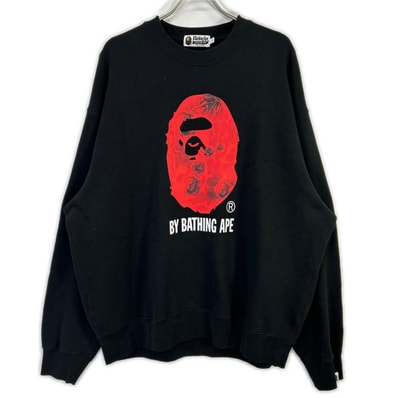 アベイシングエイプ 001SWK801303M ブラック ローズ スウェットシャツ XL