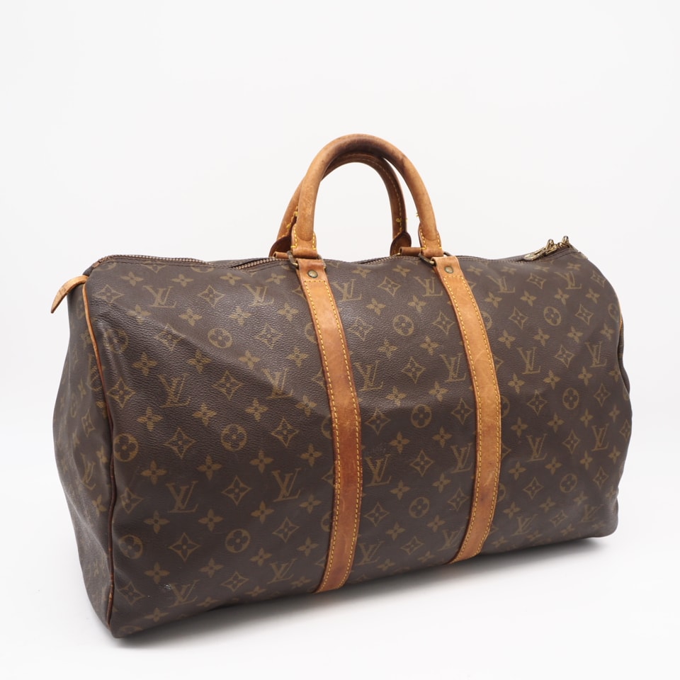 LOUIS VUITTON ルイ・ヴィトン モノグラム キャンバス キーポル50 M41426 ボストンバッグ ブラウン コーティングキャンバス レザー レディース