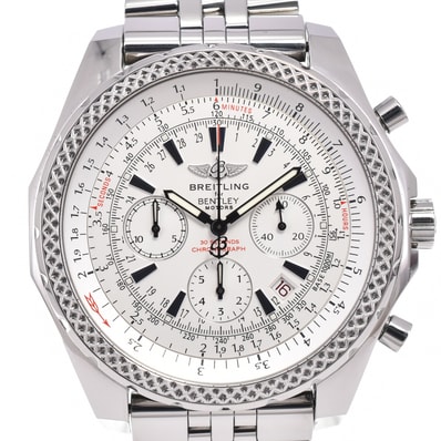 ブライトリング BREITLING A25362 ベントレー モーターズ クロノグラフ シルバー 自動巻き メンズ 美品 箱・保証書付き 腕時計 D#146806