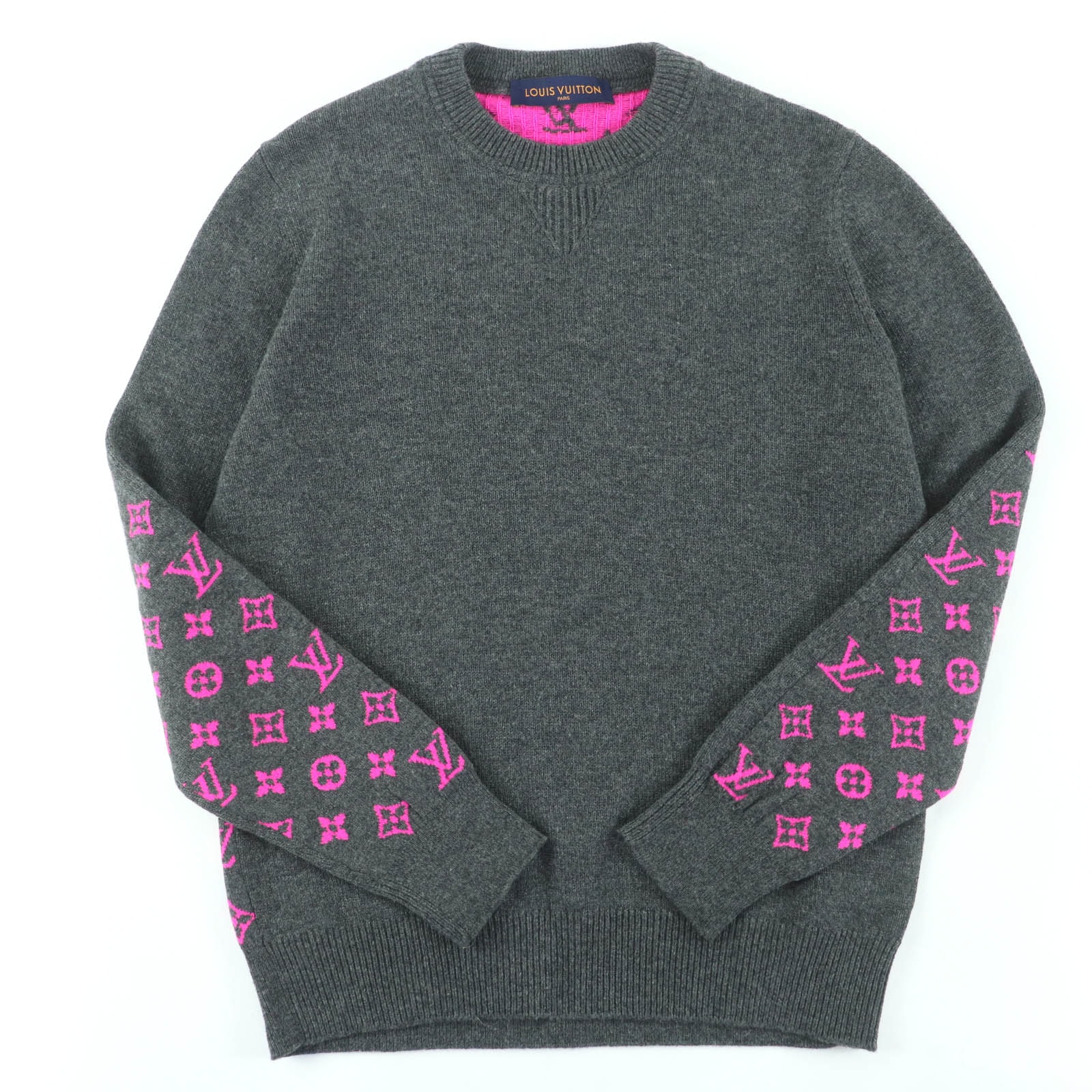 美品 ルイヴィトン ニット グレー ピンク メンズ M