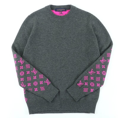 美品 ルイヴィトン ニット グレー ピンク メンズ M