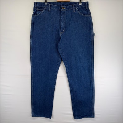 古着 ディッキーズ Dickies デニム パンツ ワンポイントロゴ ジッパーフライ 大きいサイズ ペインター w40 ブルー系 メンズ