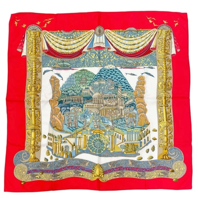 HERMES エルメス 『L'ATLANTIDE(アトランティス大陸)』 スカーフ シルク マルチカラー レディース カレ90【中古】