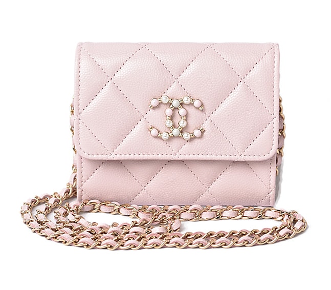 シャネル チェーンミニウォレット/アクセサリーポーチ CHANEL AP2138B05437 マトラッセ キャビアスキン ベビーピンク ゴールド金具