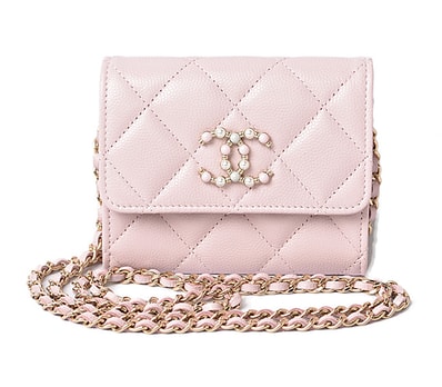 シャネル チェーンミニウォレット/アクセサリーポーチ CHANEL AP2138B05437 マトラッセ キャビアスキン ベビーピンク ゴールド金具