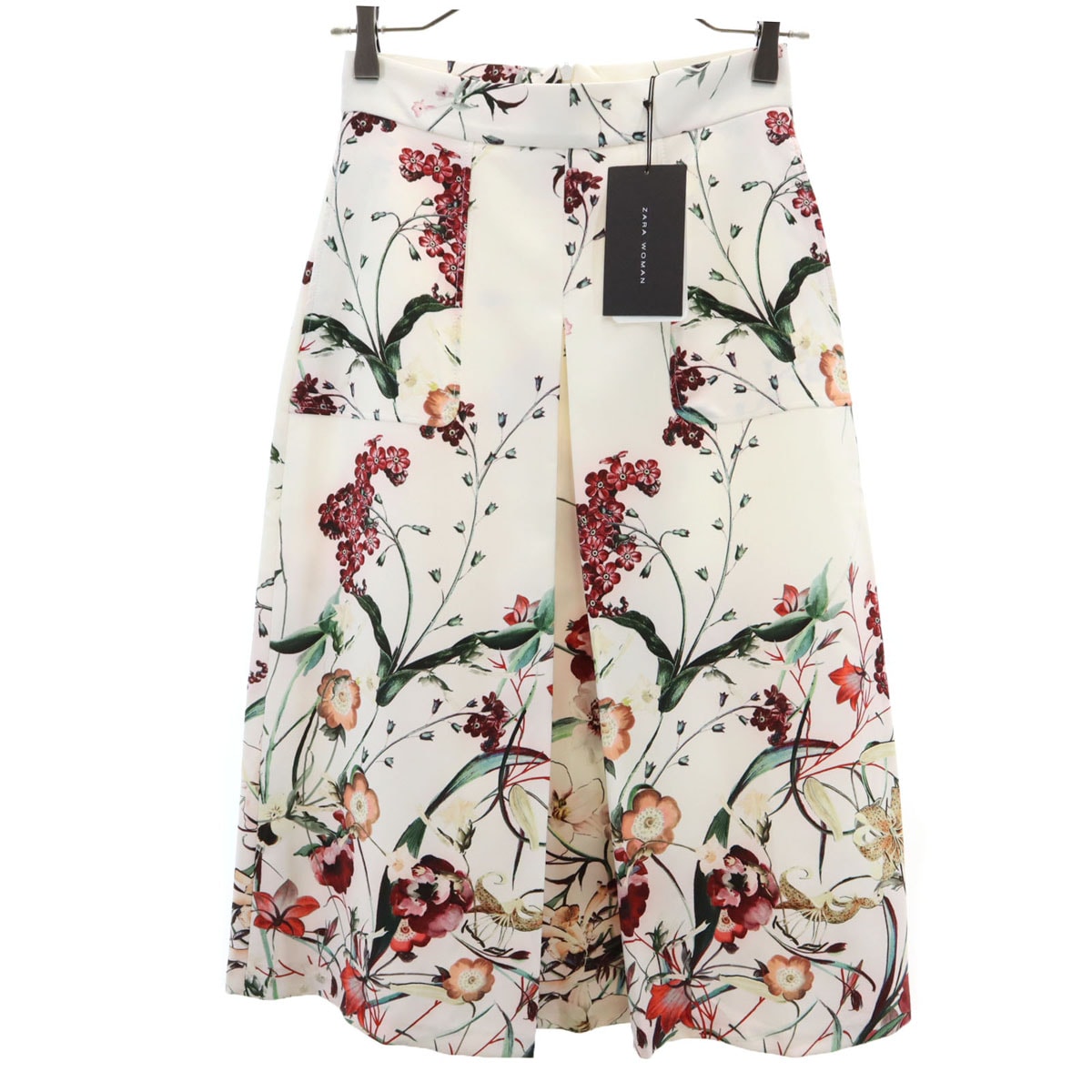 未使用 ZARA WOMAN ザラウーマン 花柄 膝丈スカート S アイボリー