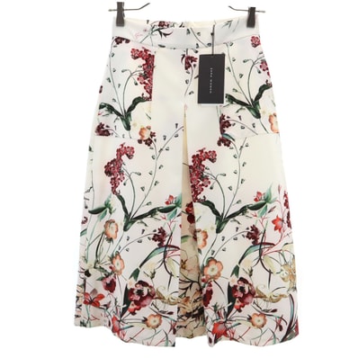未使用 ZARA WOMAN ザラウーマン 花柄 膝丈スカート S アイボリー