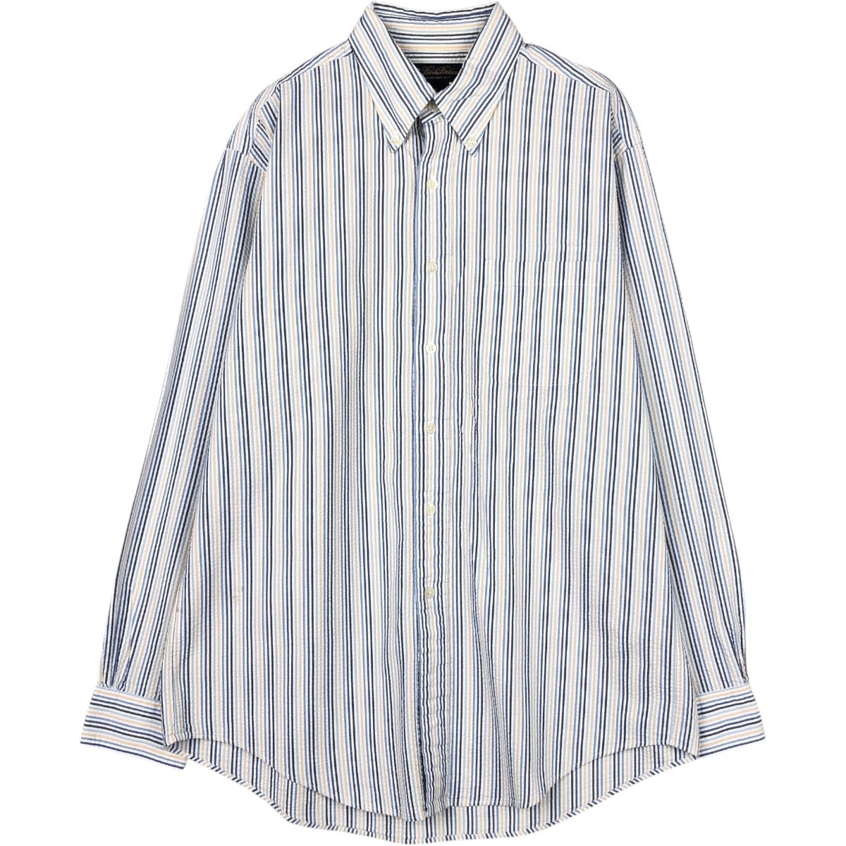 古着 ブルックスブラザーズ Brooks Brothers ESTABLISHED 1818 シアサッカー 長袖 ボタンダウンストライプシャツ メンズM相当/eaa666727 【中古】 【260914】/eaa666727