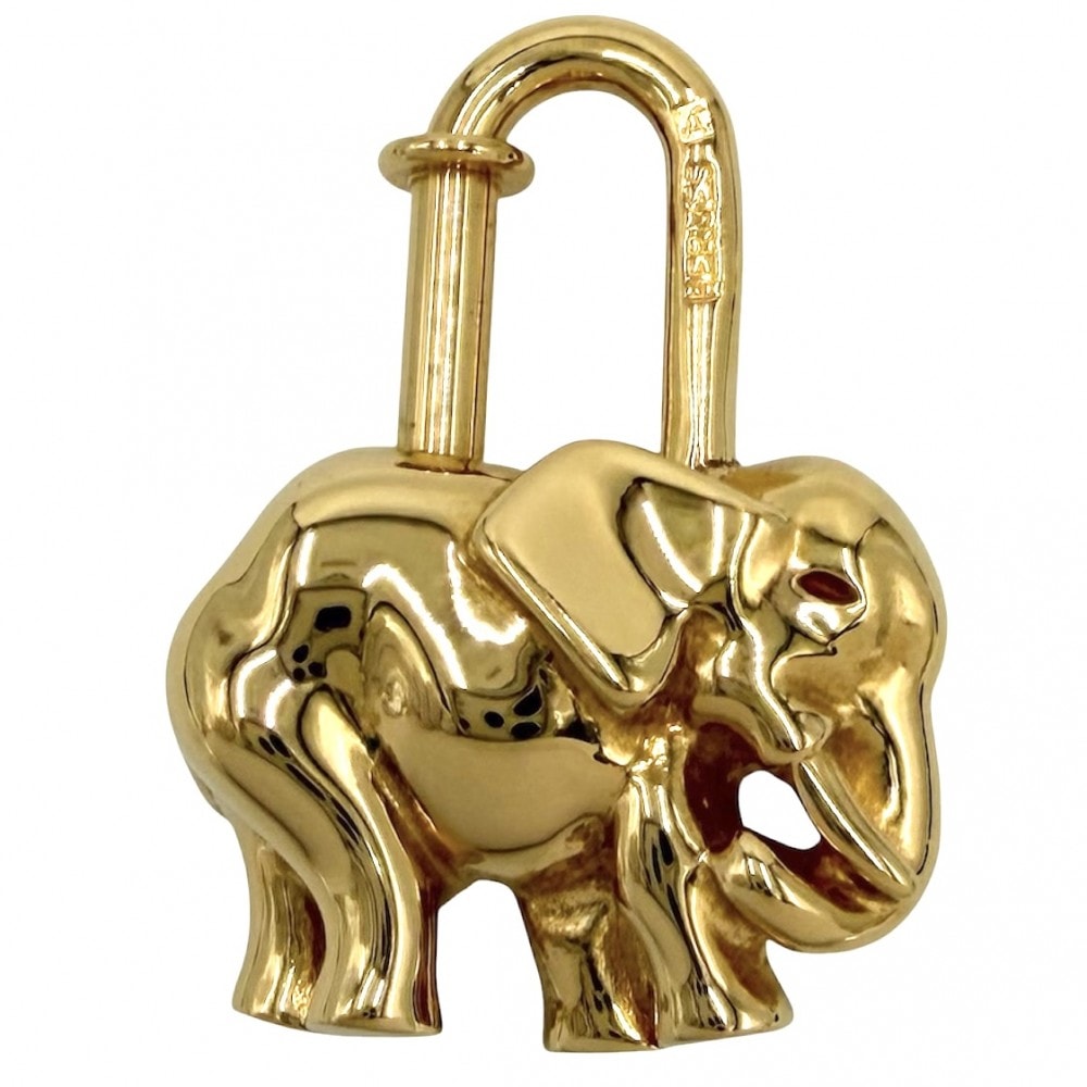 HERMES エルメス ペンダントトップ エレファント 象 カデナ パドロック バッグチャーム アクセサリー    ゴールド レディース 約30.4g 美品【中古品】