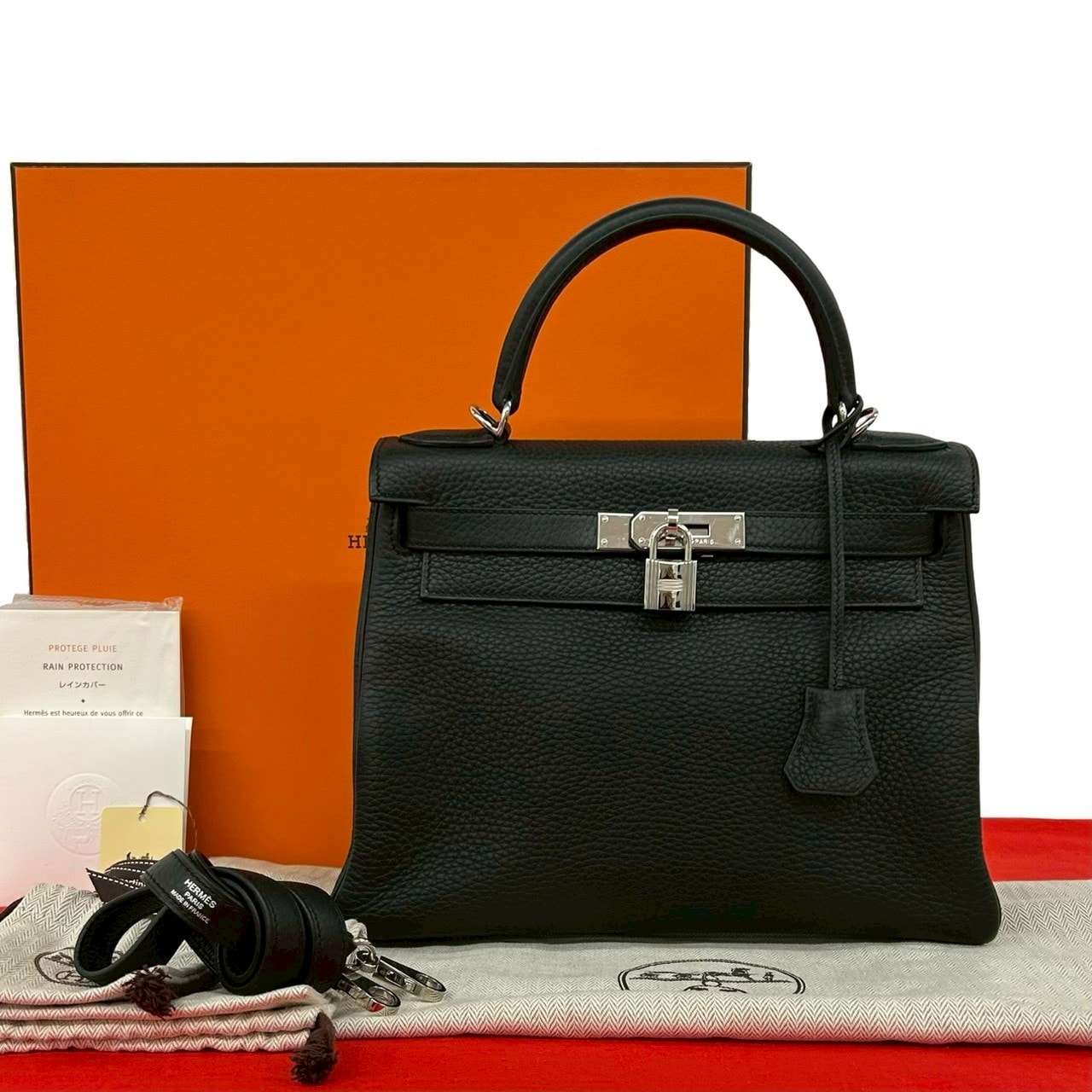 HERMES エルメス ケリー 28 トリヨンクレマンス ショルダーバッグ ブラック
 612-9