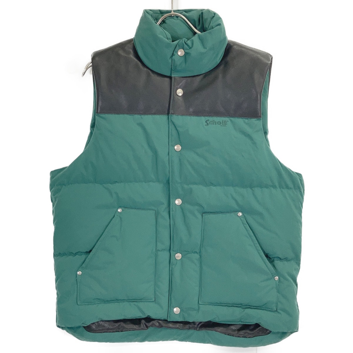 ショット 3122071 グリーン×ブラック COMBI DOWN VEST M