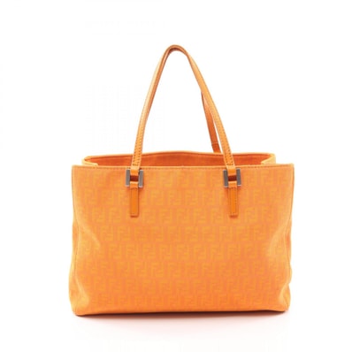 フェンディ FENDI ズッキーノ トートバッグ バッグ キャンバス レザー レディース オレンジ系 8BH072 【中古】
