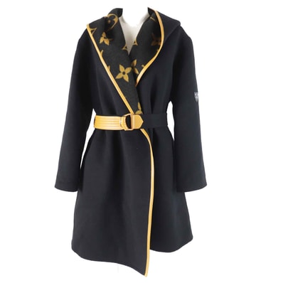 極美品 ルイヴィトン コート ブラック ブラウン レディース 38