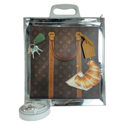 超美品 LOUIS VUITTON ルイヴィトン モノグラム フリーザー サックプラ ブラウン シルバー ホワイト PVC エナメル/ レザー/ トートバッグ ショルダーバッグ 2way 男女兼用 A4収納 602035 【中古】