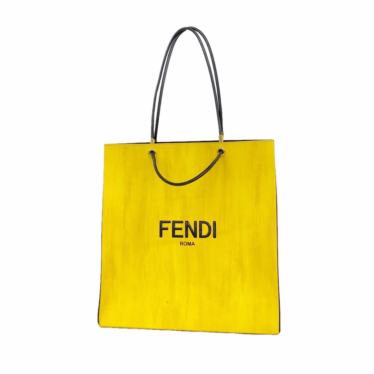 【6hc1852】フェンディ トートバッグ ショッピングバッグ レザー イエロー ゴールド金具【中古】レディース