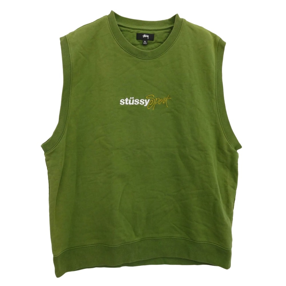 STUSSY ステューシー ベスト SPORT スポーツ スウェット ベスト グリーン系 XL【中古】