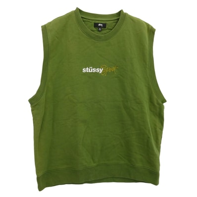 STUSSY ステューシー ベスト SPORT スポーツ スウェット ベスト グリーン系 XL【中古】