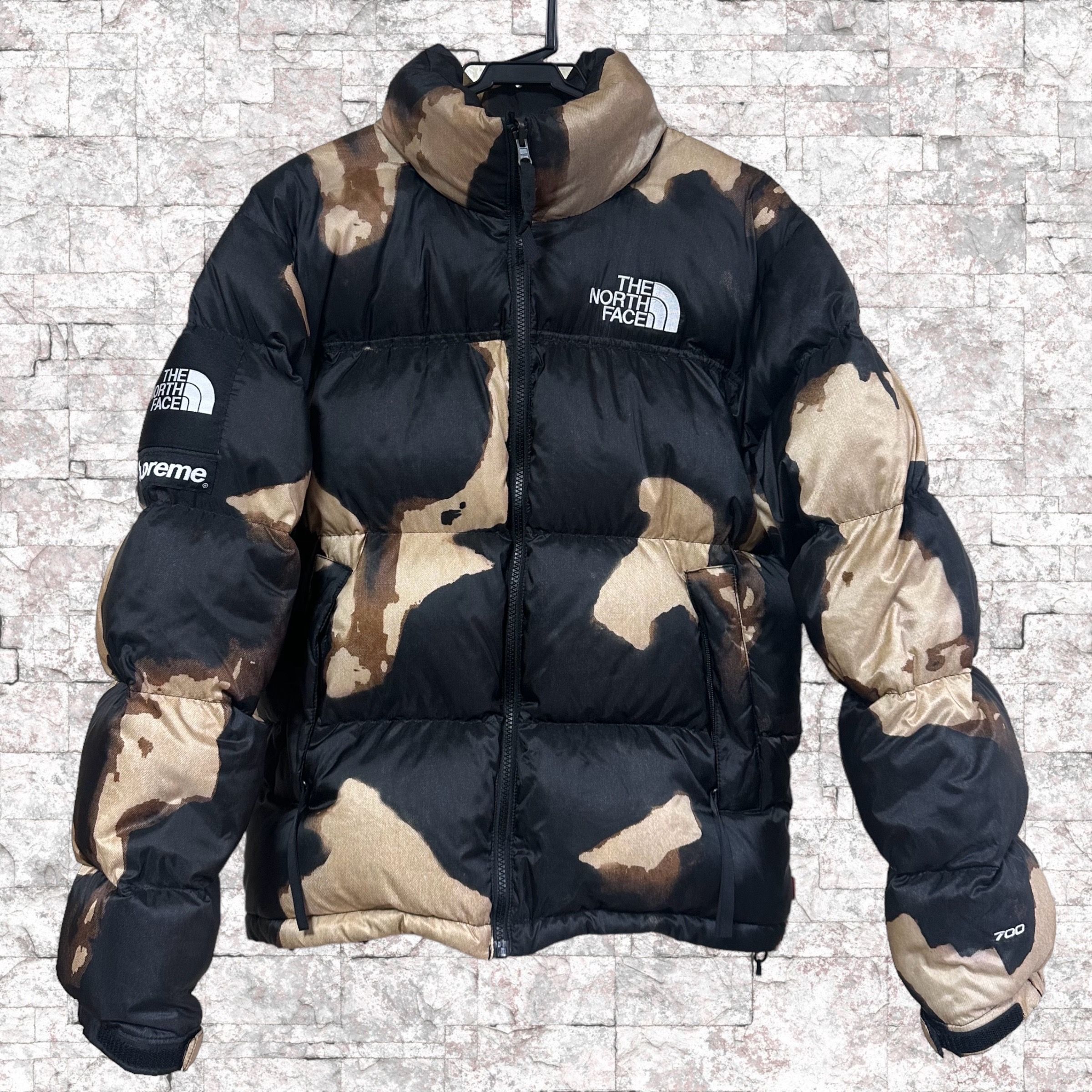 Supreme x The North Face Bleached Denim Print Nuptse Jacket "Black"