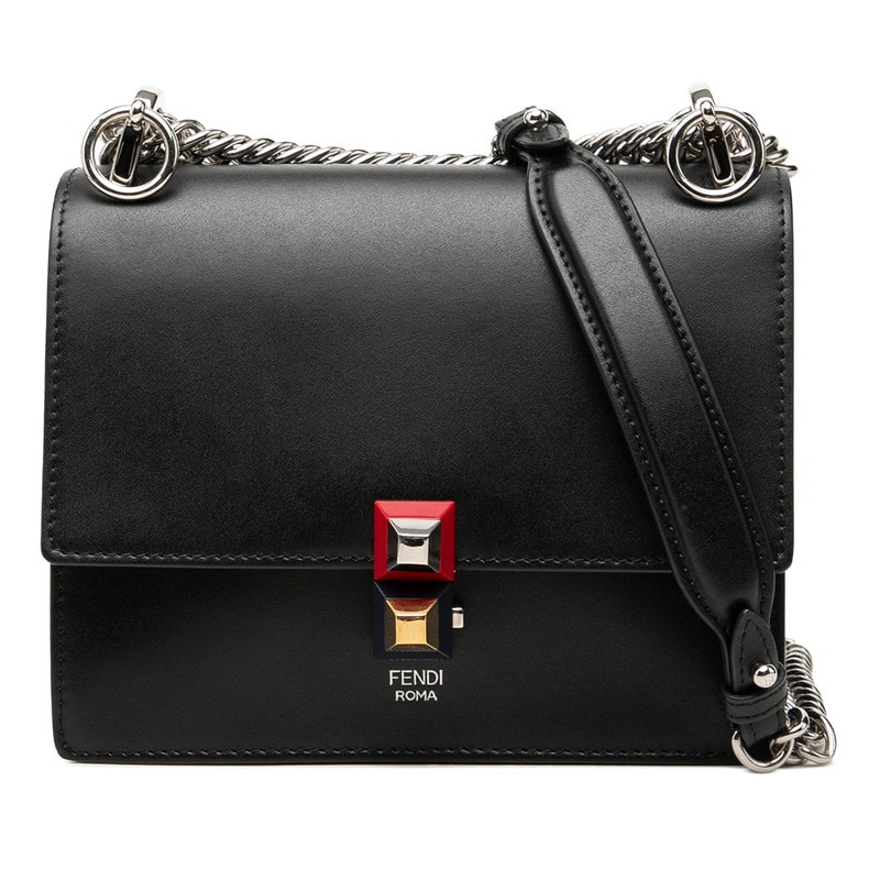 フェンディ キャナイ ミニ チェーン ショルダーバッグ 8M0381 ブラック レザー レディース FENDI 中古