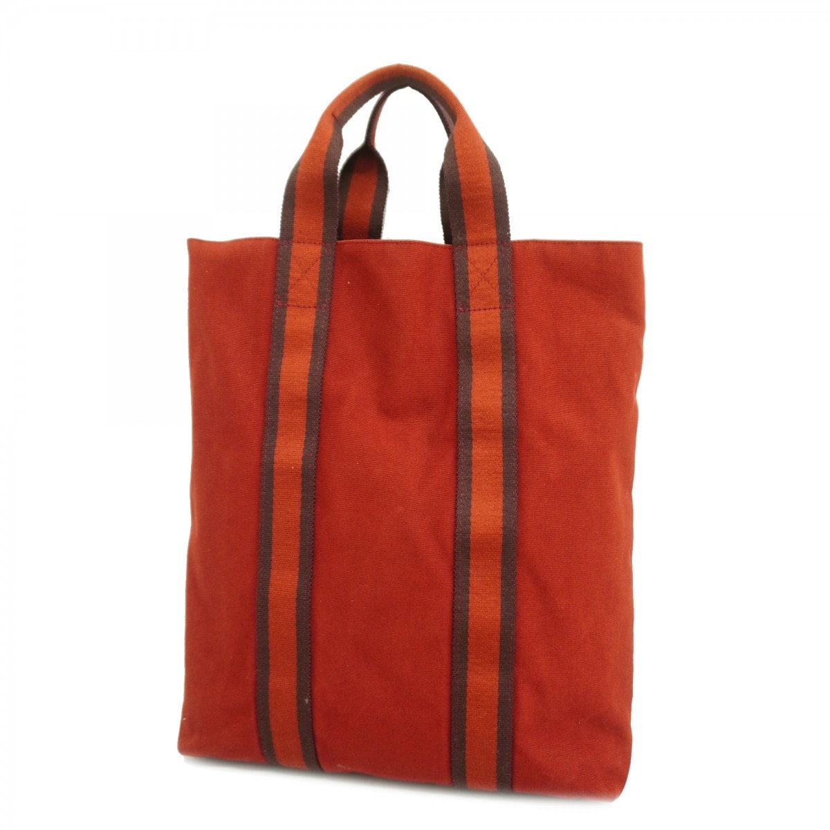 ★SALE【6cd4317-k】エルメス トートバッグ フールトゥカバス キャンバス レッド【中古】メンズ レディース ユニセックス