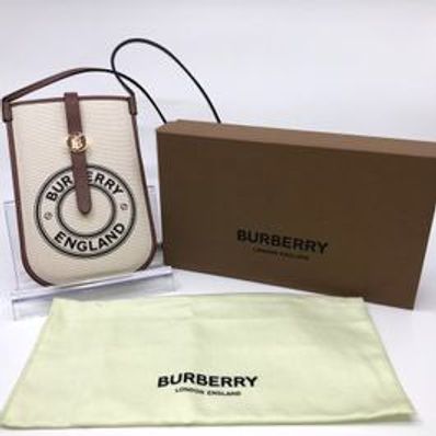 Burberry Logo Graphic Canvas Anne Phone Case with Strap "White/Tan"