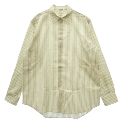 AURALEE オーラリー 長袖シャツ 26SS A26SS01CS COTTON SILK STRIPE SHIRT ギザコットン シルク ストライプ 長袖 シャツ ベージュ系 4【極上美品】【中古】