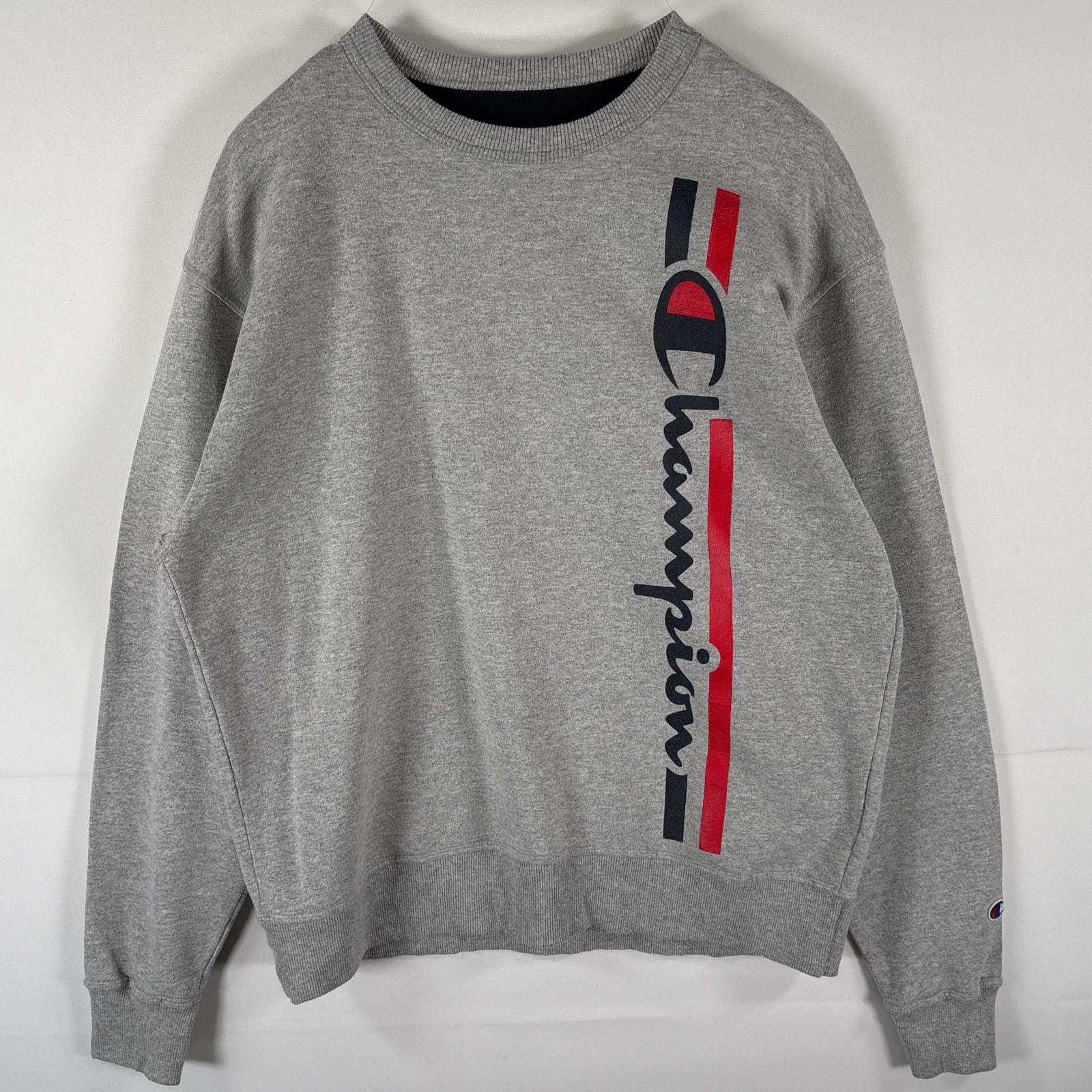 古着 チャンピオン Champion スウェット トレーナー ビッグロゴ クルーネック プルオーバー  L  グレー メンズ