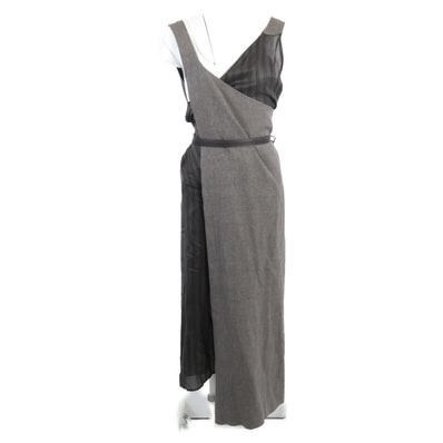 ビューティフルピープル グレー wool linen tweed butchers apron dress 36