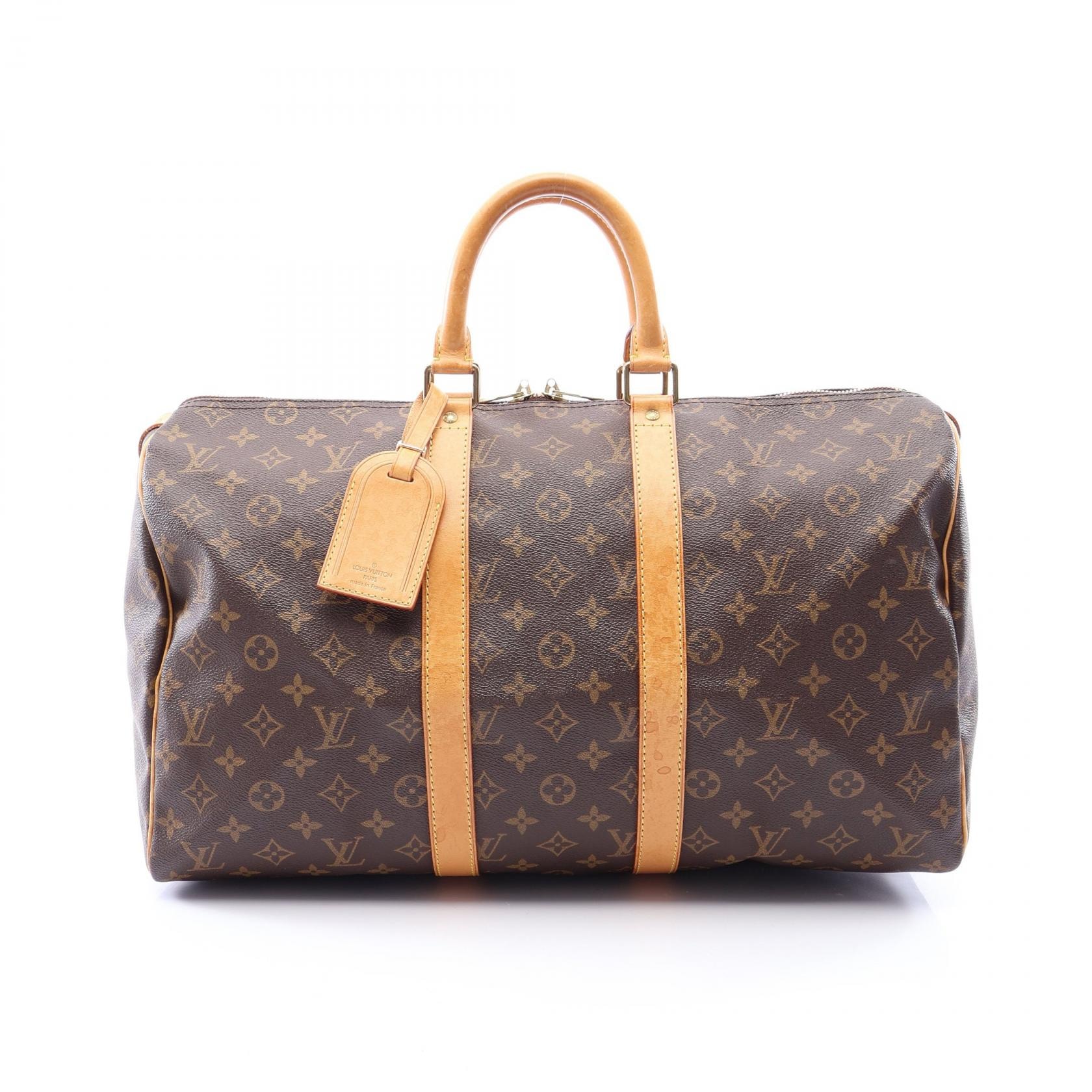 ルイ・ヴィトン LOUIS VUITTON キーポル45 ボストンバッグ バッグ PVCコーティングキャンバス レザー モノグラム メンズ レディース ブラウン系 M41428 【中古】