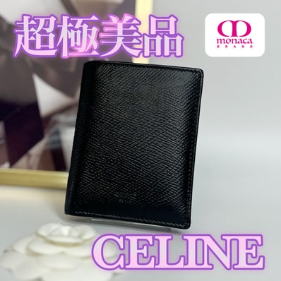 超極美品 CELINE スモール 二つ折り財布 ブラック レディース メンズ