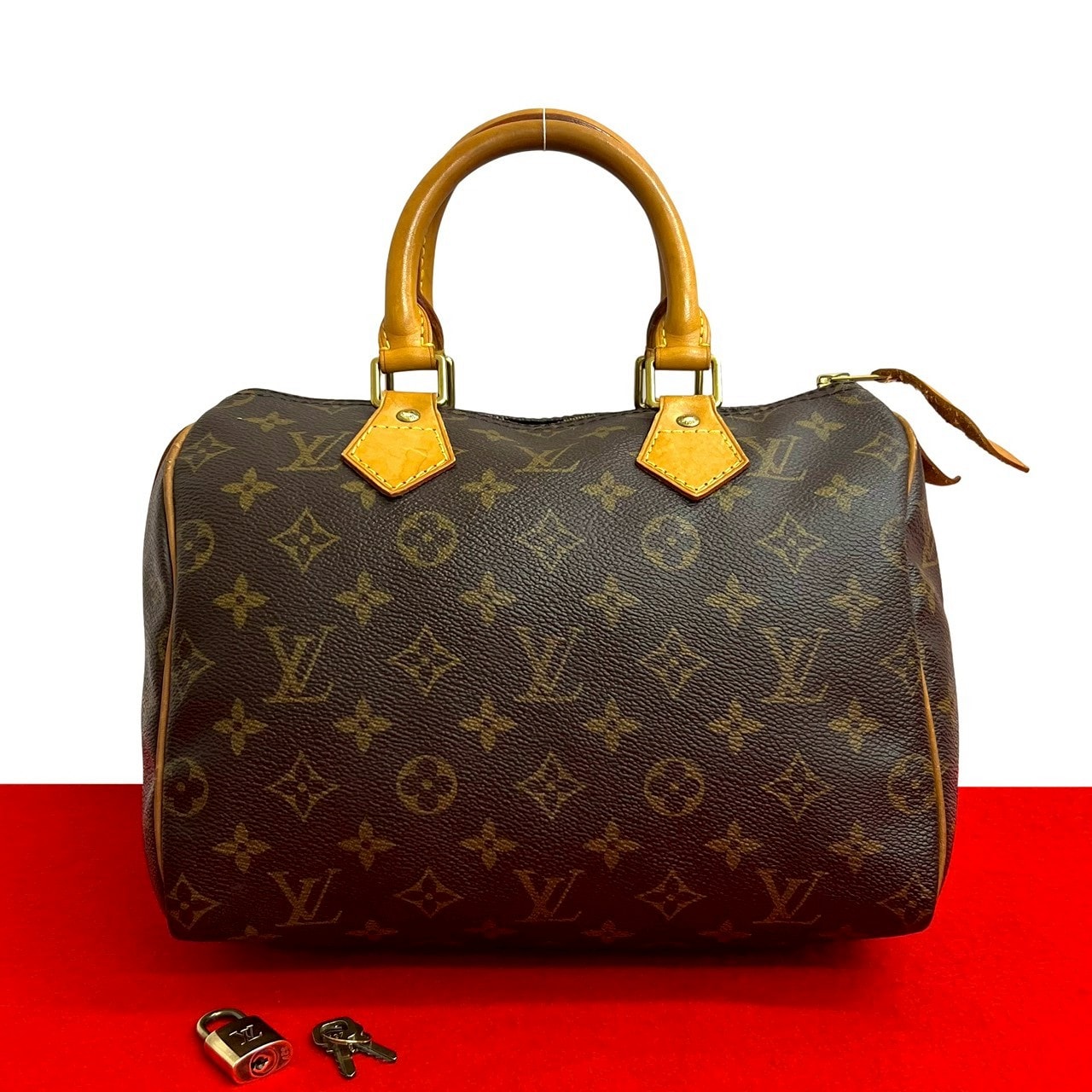 LOUIS VUITTON ルイヴィトン スピーディ 25 モノグラム レザー PVC ハンドバッグ ブラウン
 34165