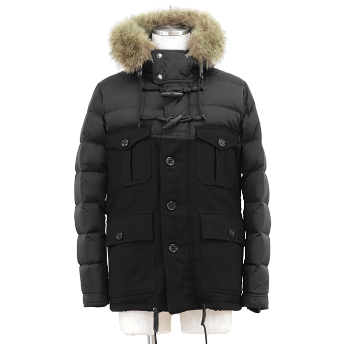MONCLER モンクレール ダウンジャケット サイズ 1 メンズ ジャケット CHRISTOPHE クリストフ ナイロン × メルトン 2WAY デタッチャブル コヨーテファー取り外し可 アウター ブラック 黒 ルーマニア製