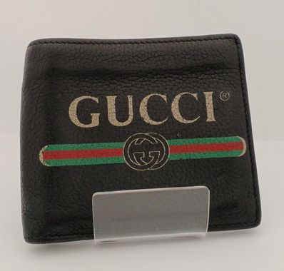 GUCCI Vintage Logo Print Coin Wallet "Black"