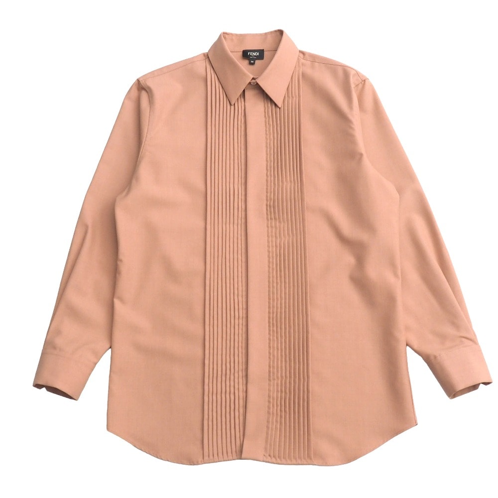 ■美品■FENDI フェンディ 長袖シャツ サイズ39 プリーツ ブザム イタリア製 ブランド古着【中古】20260106/RA7002