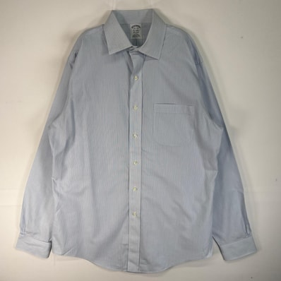 古着 ブルックスブラザーズ Brooks Brothers 長袖シャツ カラーステイ CLASSIC 胸ポケ M ブルー系 ストライプ メンズ