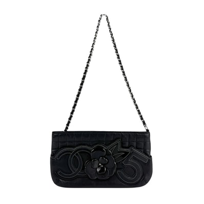 シャネル CHANEL ショルダーバッグ チョコバー レザー/パテントレザー ブラック シルバー レディース【中古】 z6881