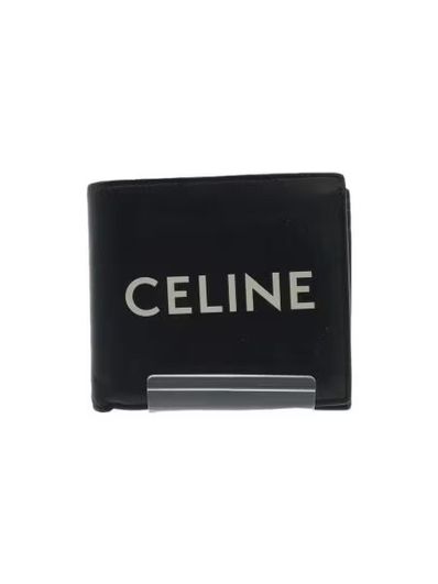 CELINE Bi-Fold Wallet With Coin In Smooth Calfskin With Celine Print "Black"