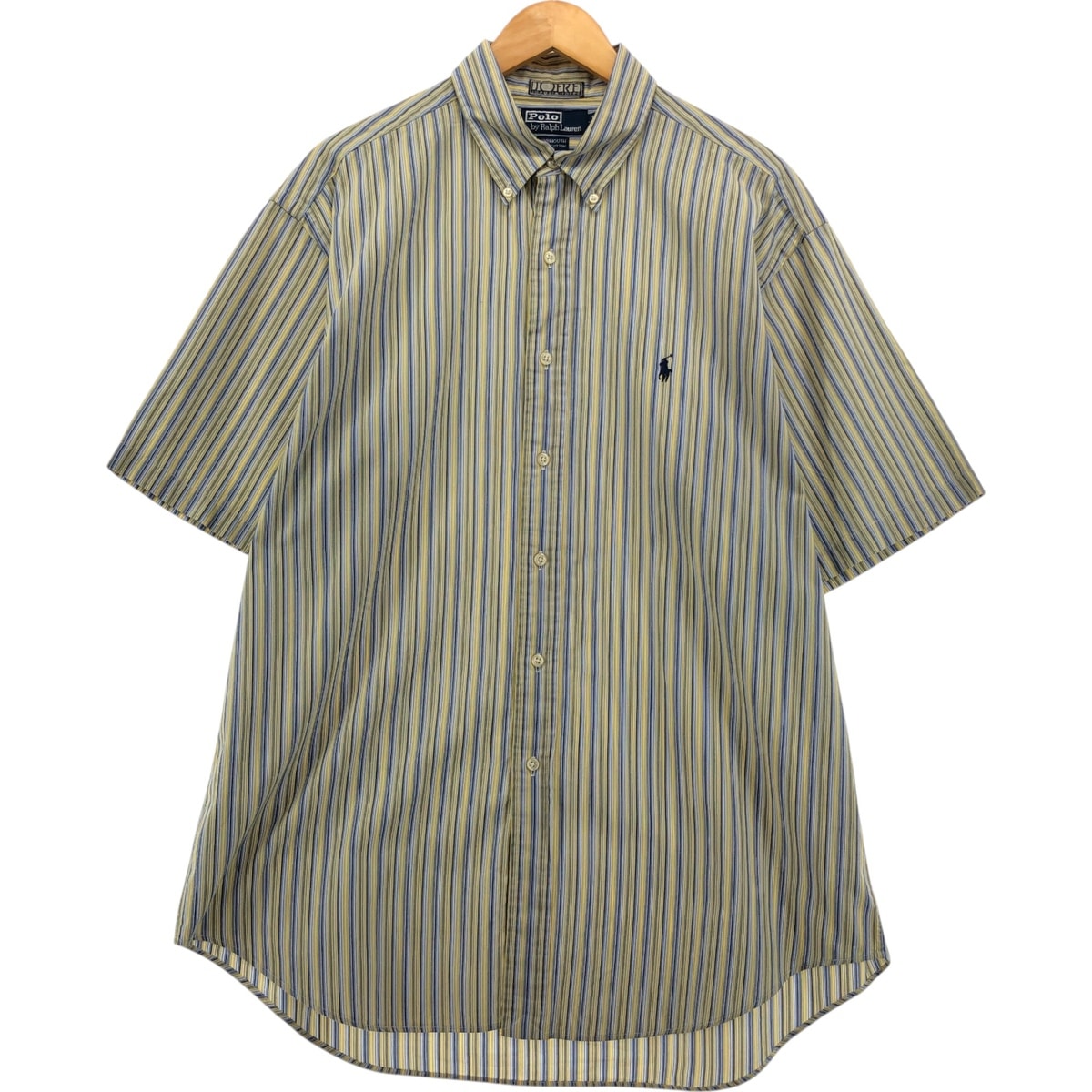 古着 ラルフローレン Ralph Lauren YARMOUTH マルチストライプ 半袖 ボタンダウン ストライプシャツ メンズXL相当/eaa548685