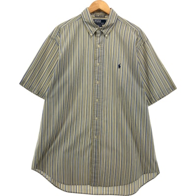 古着 ラルフローレン Ralph Lauren YARMOUTH マルチストライプ 半袖 ボタンダウン ストライプシャツ メンズXL相当/eaa548685