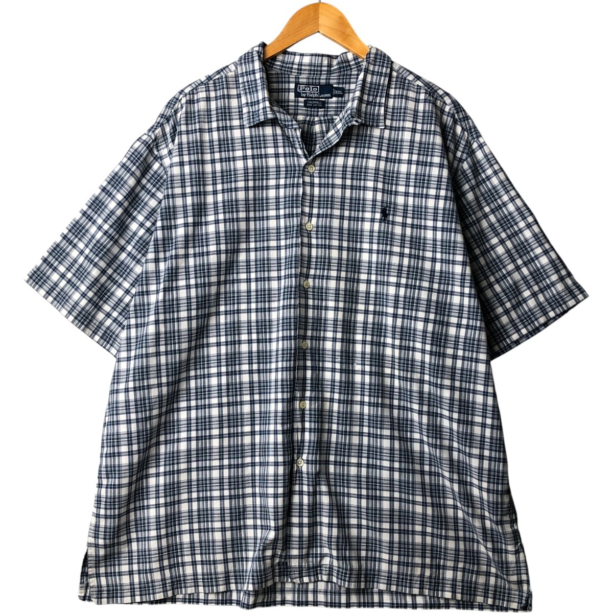 古着 90年代 ラルフローレン Ralph Lauren POLO by Ralph Lauren CALDWELL チェック柄 半袖 オープンカラー コットンシャツ ボックスシャツ メンズXXL相当 ヴィンテージ/eaa570813