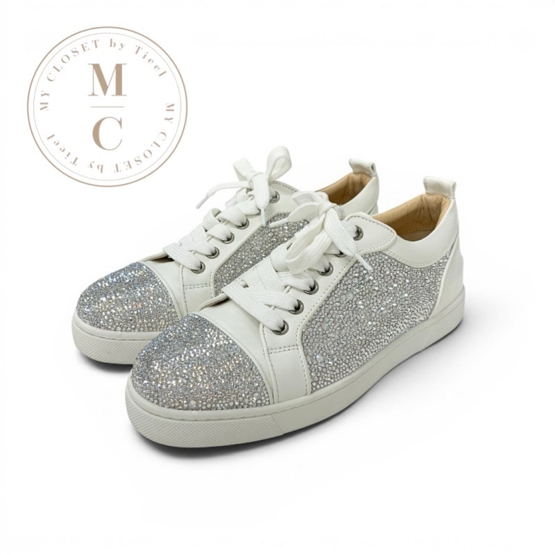 クリスチャンルブタン Christian Louboutin ルイスジュニア スニーカー 靴 シューズ レザー ホワイト スワロフスキー