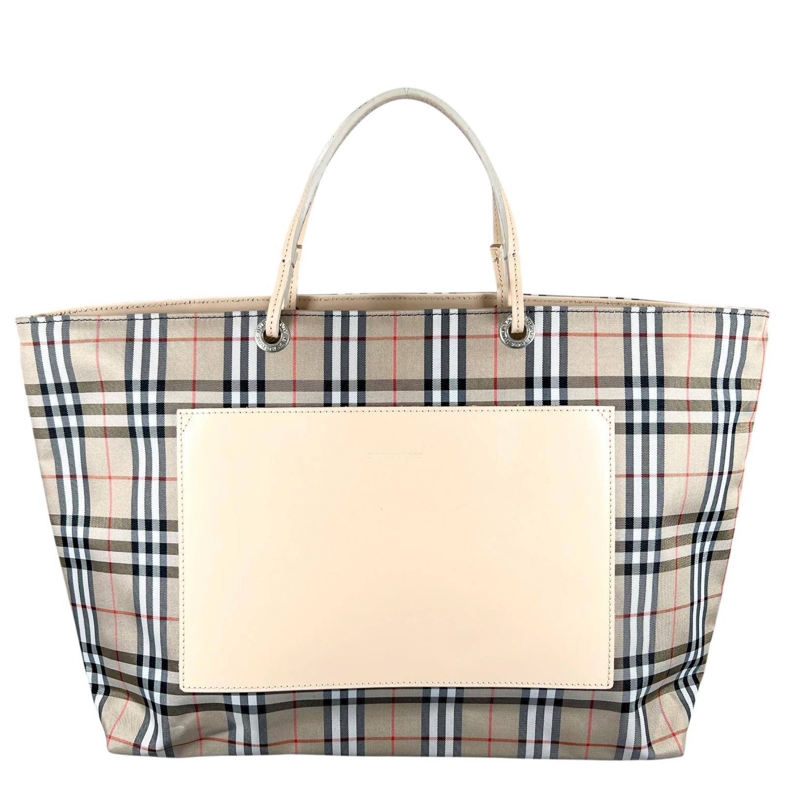 美品 BURBERRY バーバリー トートバッグ ナイロン/レザー ベージュ レディース ノバチェック【中古】