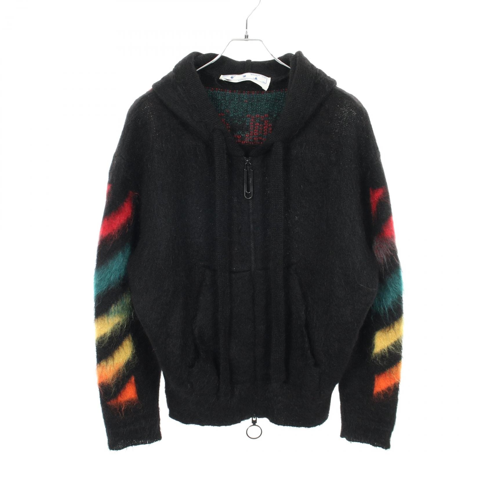 オフホワイト OFF-WHITE ニット パーカー 衣料品 トップス モヘア メンズ ブラック系 / マルチカラー 【中古】