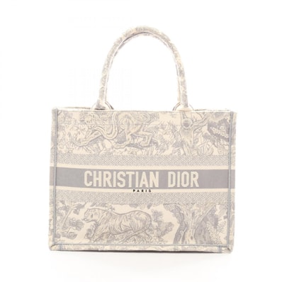 ディオール Dior BOOK TOTE ブックトート ミディアム トートバッグ バッグ キャンバス レディース アイボリー系 / グレー系 【中古】